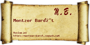 Mentzer Barót névjegykártya